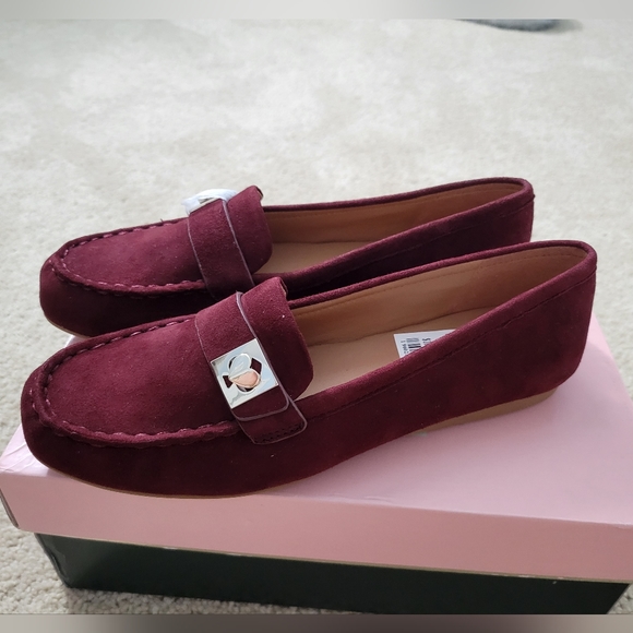 KATE SPADE NEW YORK Camellia Suede Loafers 'Dark Merlot' Burgundy Size 7.5 B - Picture 7 of 8